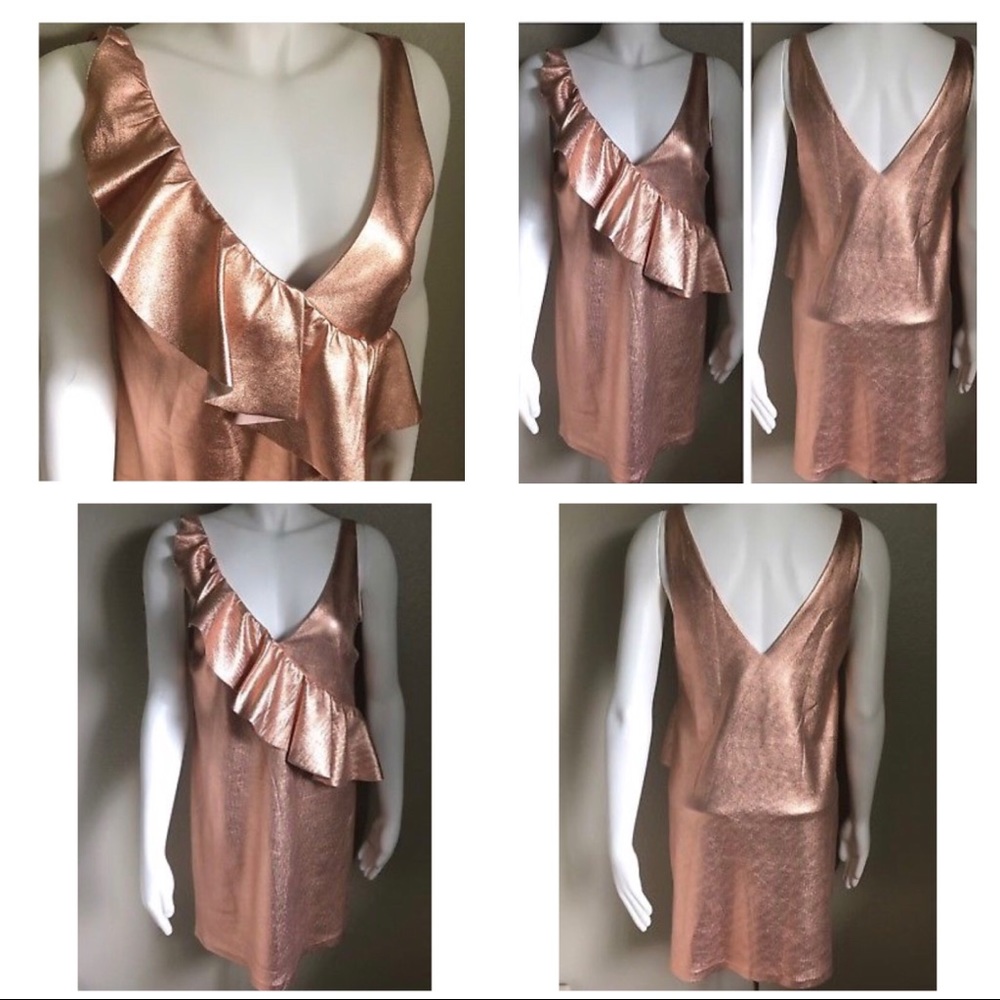 ZARA ROSE-GOLD RUFFLE MINI DRESS - Picture 4 of 10
